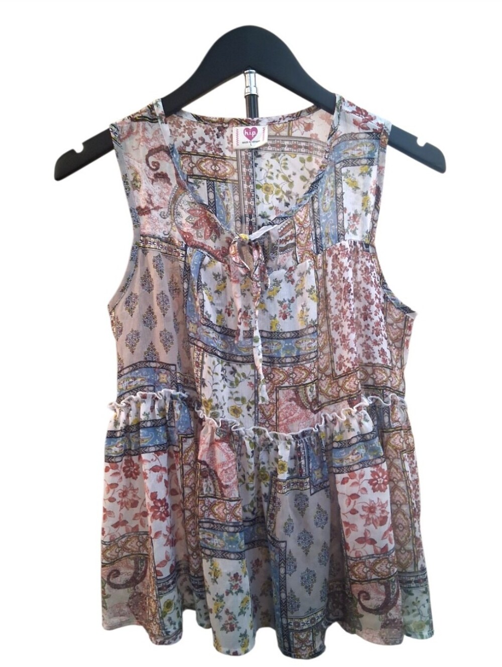 H.I.P Boho Festival Sleeveless Blouse Womens Size Large